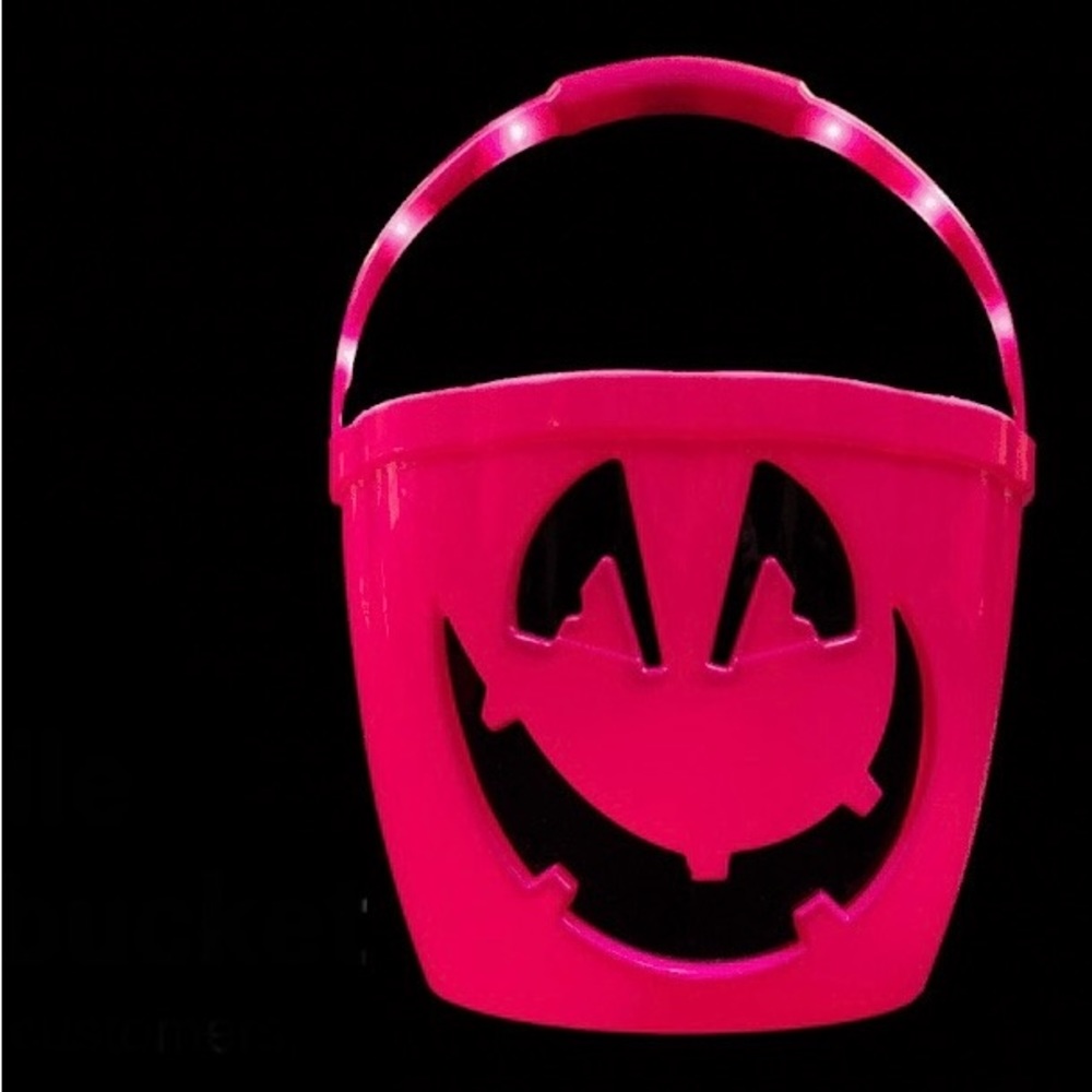 Halloween LEDs handle Jack-O-Lantern Buckets Signature Pink Magenta by T Mobile